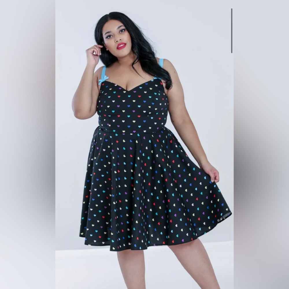 Hell Bunny True Love Mid Dress All Over Hearts Sz 2XL NWT